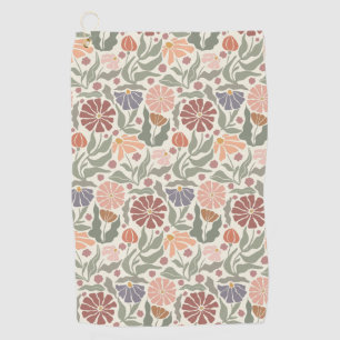 Cute Vintage Retro Flowers Golf Towel