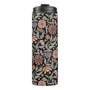 Cute Vintage Retro Flowers Thermal Tumbler