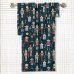 Cute Vintage Retro Robots Dark Bath Towel Set<br><div class="desc">Cute and helpful looking retro 1950s style robots.  Grandad probably made these in his shed.  Artificial Intelligence,  but not in a scary way.</div>