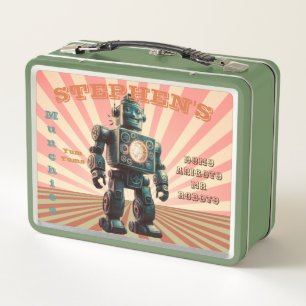 Cute Vintage Robot Custom Metal Lunchbox