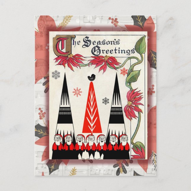 Cute Vintage Santa Christmas Greetings Postcard (Front)