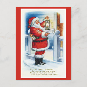 Cute Vintage Santa Christmas Poem Postcard