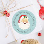 Cute Vintage Santa Claus Christmas Classic Round Sticker<br><div class="desc">Cute vintage Santa Claus Christmas stickers with a blue background! Fun for wrapping your kids Christmas gifts. Comes in a variety of colours. Designed for you by Blackberry Boulevard.</div>