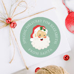 Cute Vintage Santa Claus Christmas Classic Round Sticker<br><div class="desc">Cute vintage Santa Claus Christmas stickers with a green background! Fun for wrapping your kids Christmas gifts. Comes in a variety of colours. Designed for you by Blackberry Boulevard.</div>