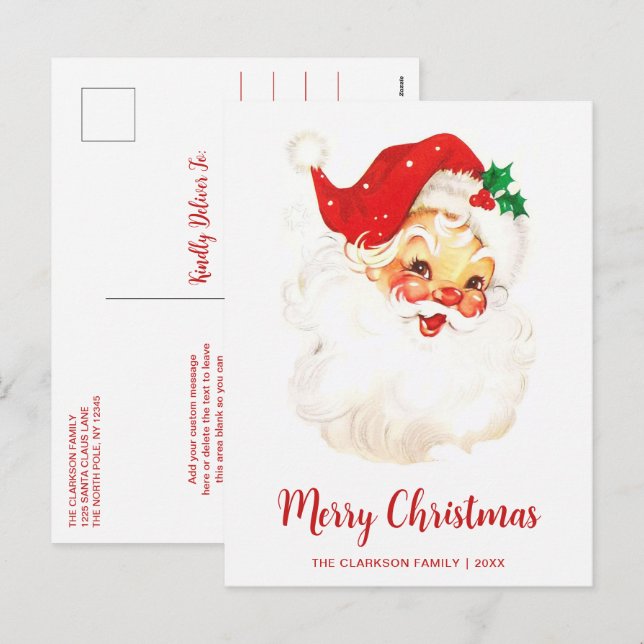 Cute Vintage Santa Claus Christmas Holiday Postcard (Front/Back)