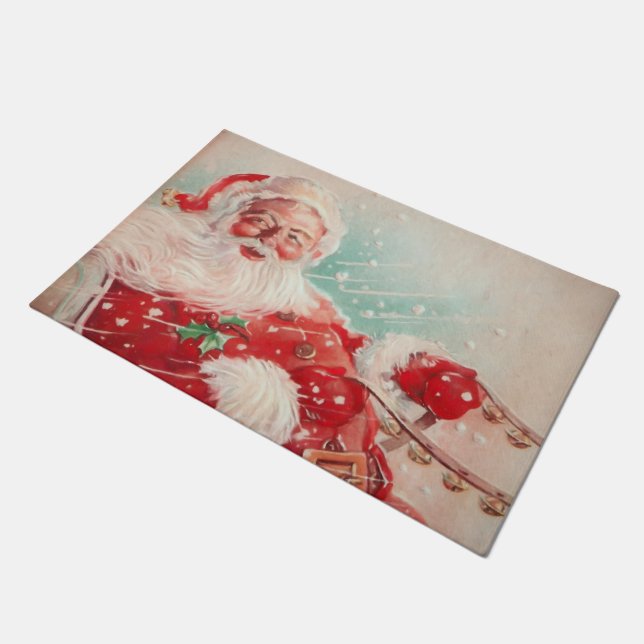 Cute vintage Santa Claus Doormat (Angled)