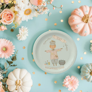 Cute Vintage scarecrow halloween bash Paper Plate