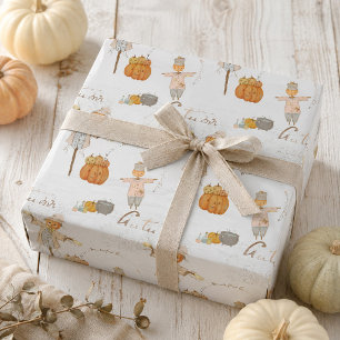 Cute Vintage scarecrow halloween Wrapping Paper