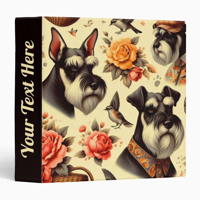 Cute Vintage Schnauzer  Binder (Front/Spine)