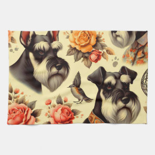 Cute Vintage Schnauzer Kitchen Towel