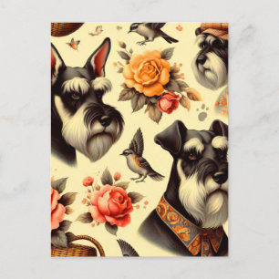 Cute Vintage Schnauzer  Postcard