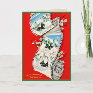 Cute Vintage Scottie Dog Greetings Holiday Card