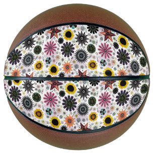 Cute vintage seamless flowers pattern basketball