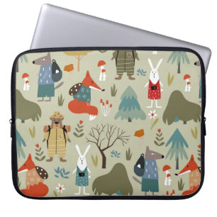 Cute vintage seamless pattern with taiga animals. laptop sleeve