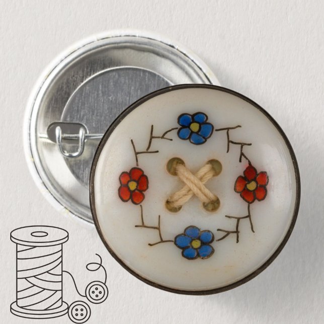 Cute Vintage Sewing Button Button (A cute vintage sewing button button. Choice of sizes available.)