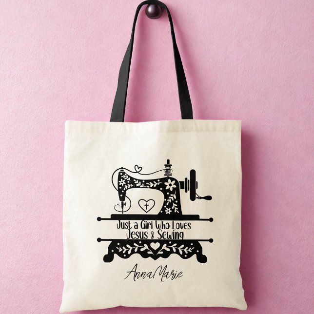 Cute Vintage Sewing Machine Tote Bag (Creator Uploaded)