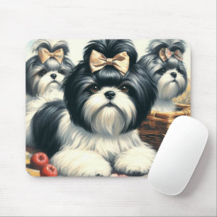Cute Vintage Shih-Tzu Painting Mouse Pad