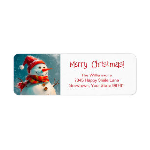 Cute Vintage Snowman Christmas Return Address
