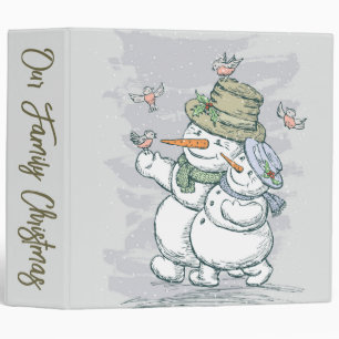 Cute Vintage Snowmen Family Christmas Binder