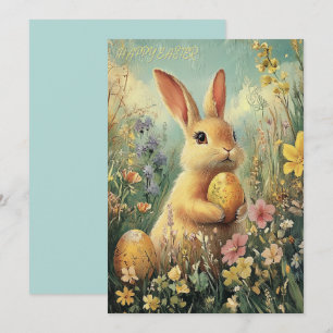 Cute Vintage Spring Bunny Easter Card