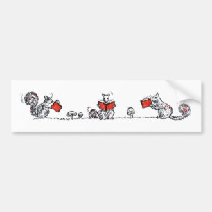 Cute Vintage Squirrels Reading Books Bumper Sticker