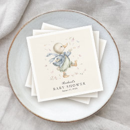 Cute Vintage Storybook Duck Baby Shower Napkin