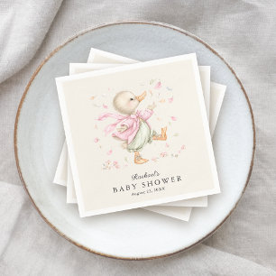Cute Vintage Storybook Duck Girl Baby Shower Napkin
