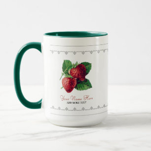 Cute Vintage Strawberry Berry Fruit Add Your Name Mug