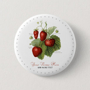 Cute Vintage Strawberry Varieties Add Your Name 2 Inch Round Button