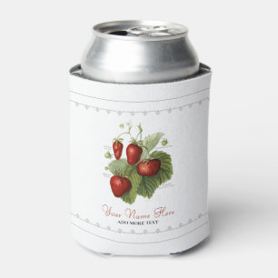 Cute Vintage Strawberry Varieties Add Your Name Can Cooler