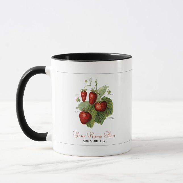Cute Vintage Strawberry Varieties Add Your Name Mug (Left)