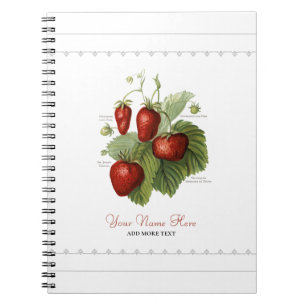 Cute Vintage Strawberry Varieties Add Your Name Notebook