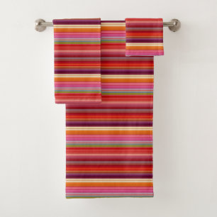 Cute vintage striped colours bath towel set