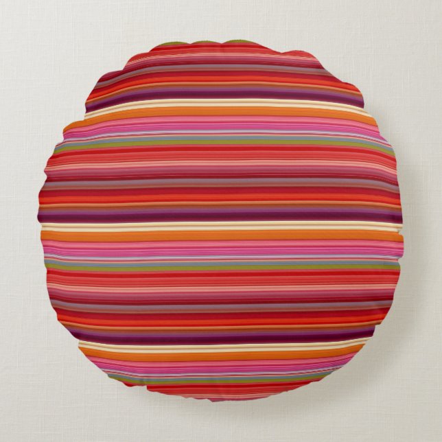 Cute vintage striped colours round pillow (Front)