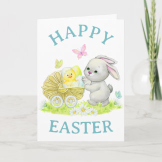 Cute vintage style Easter card with baby animals