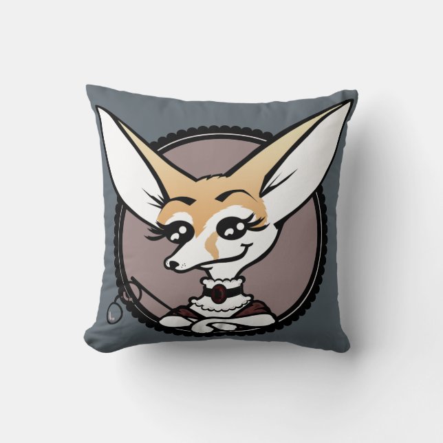 CUTE VINTAGE STYLE FENNEC FOX SQUARE THROW PILLOW (Front)