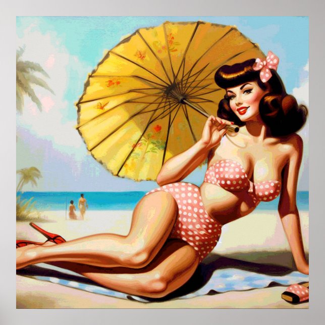 Cute Vintage Summer Pin Up Poster (Front)