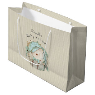 Cute Vintage Teddy Bear Baby Shower for Boy Large Gift Bag