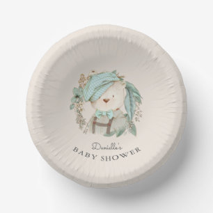 Cute Vintage Teddy Bear Baby Shower for Boy Paper Plate