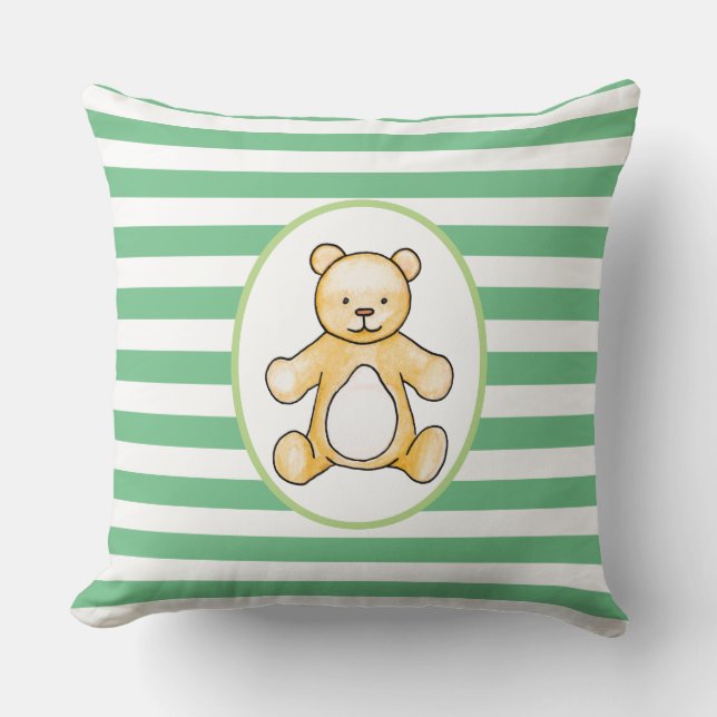 Cute vintage teddy bear drawing throw pillow (Front)