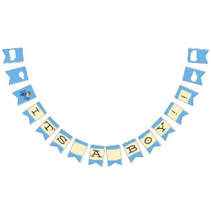 Cute Vintage Teddy Bear Pilot Boy Baby Shower Bunting Flags