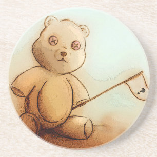 Cute Vintage Teddy Bear, SandStone Coaster