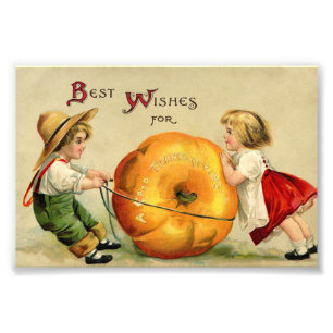 Cute Vintage Thanksgiving Greeting Photo Print