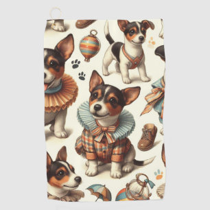 Cute Vintage Toy Fox Terrier Seamless Golf Towel