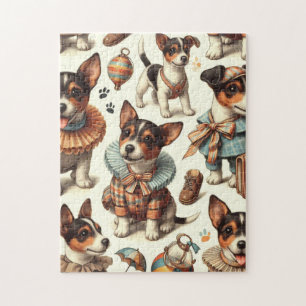 Cute Vintage Toy Fox Terrier Seamless Jigsaw Puzzle