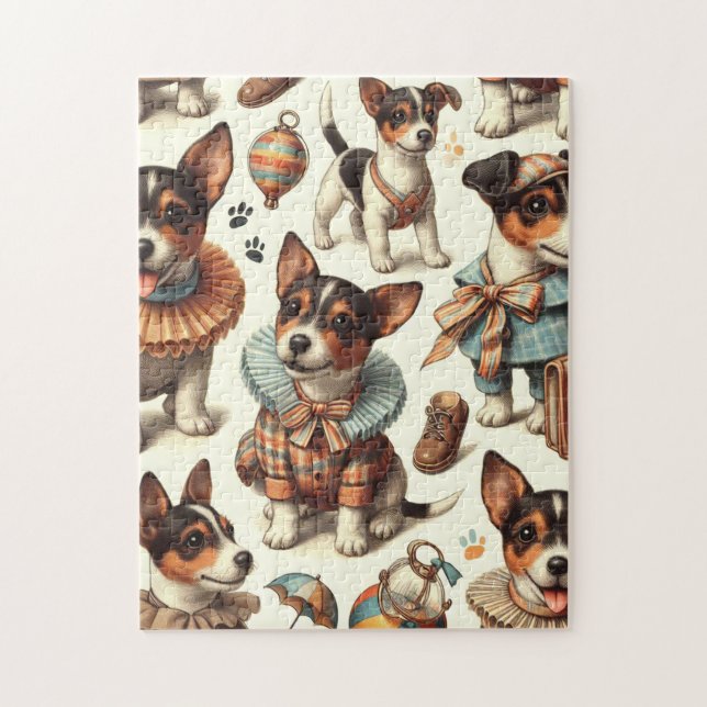 Cute Vintage Toy Fox Terrier Seamless Jigsaw Puzzle (Vertical)
