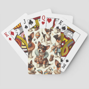 Cute Vintage Toy Fox Terrier Seamless Playing Cards