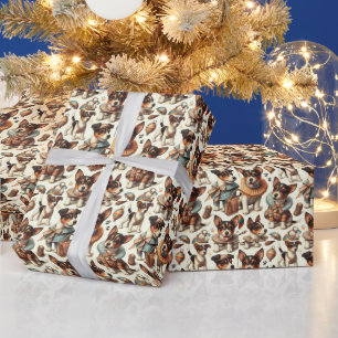 Cute Vintage Toy Fox Terrier Seamless Wrapping Paper