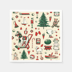 Cute Vintage Toys Christmas Tree Horse Napkin