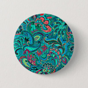 Cute vintage turquoise floral 2 inch round button
